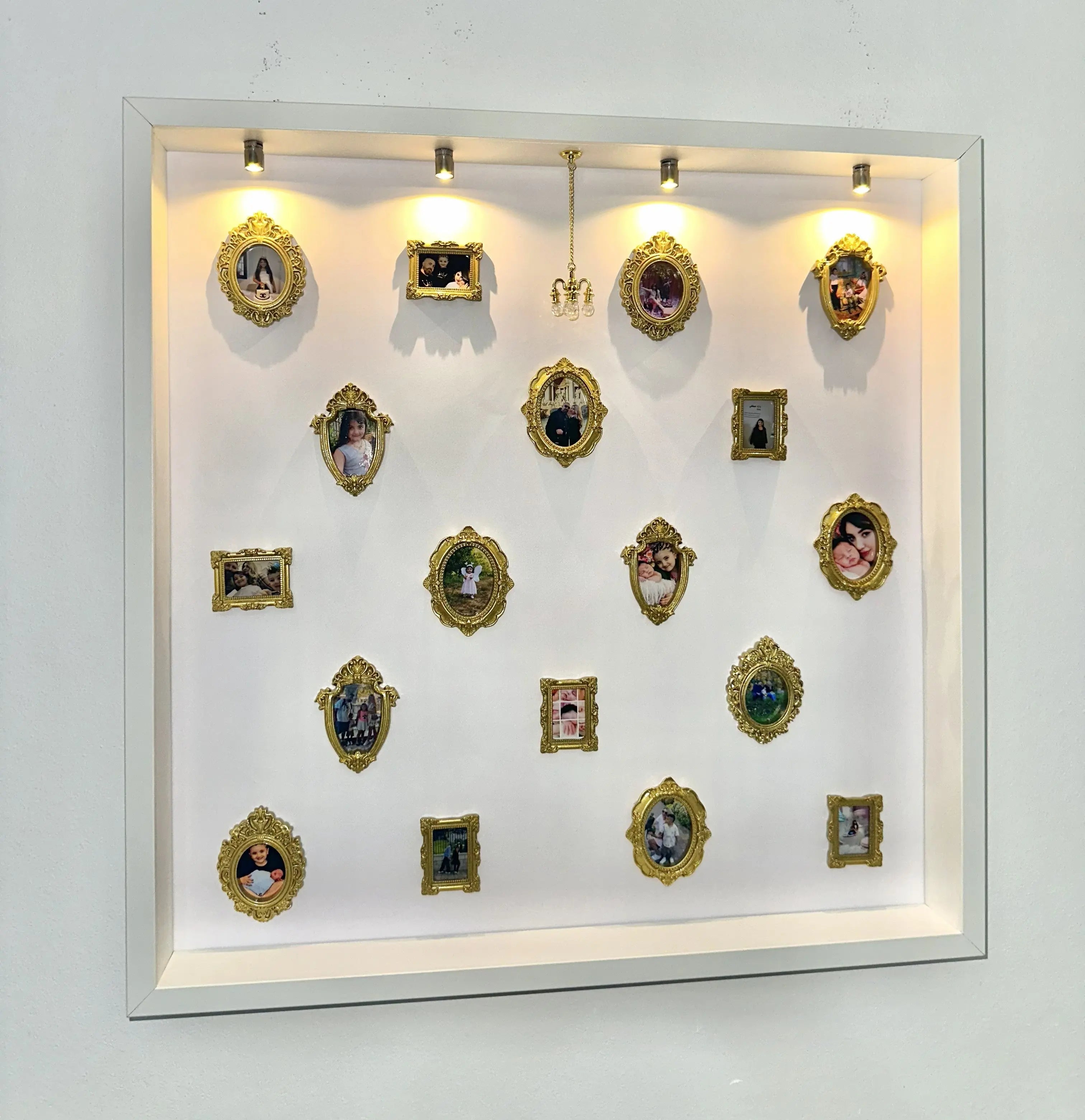 Displaying the big mini museum on a wall.